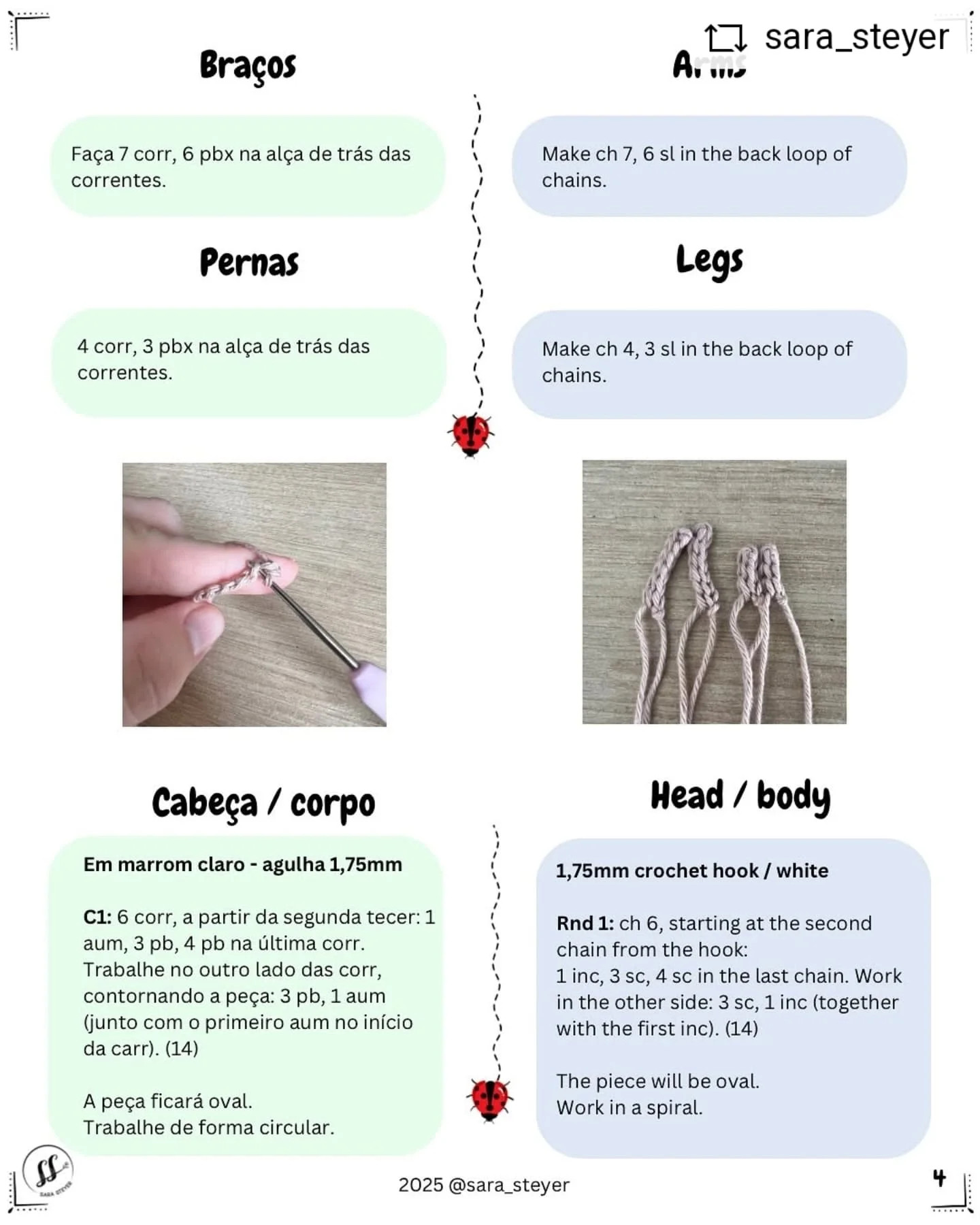 Bebê lontra amigurumi: gráfico de crochê gratuito