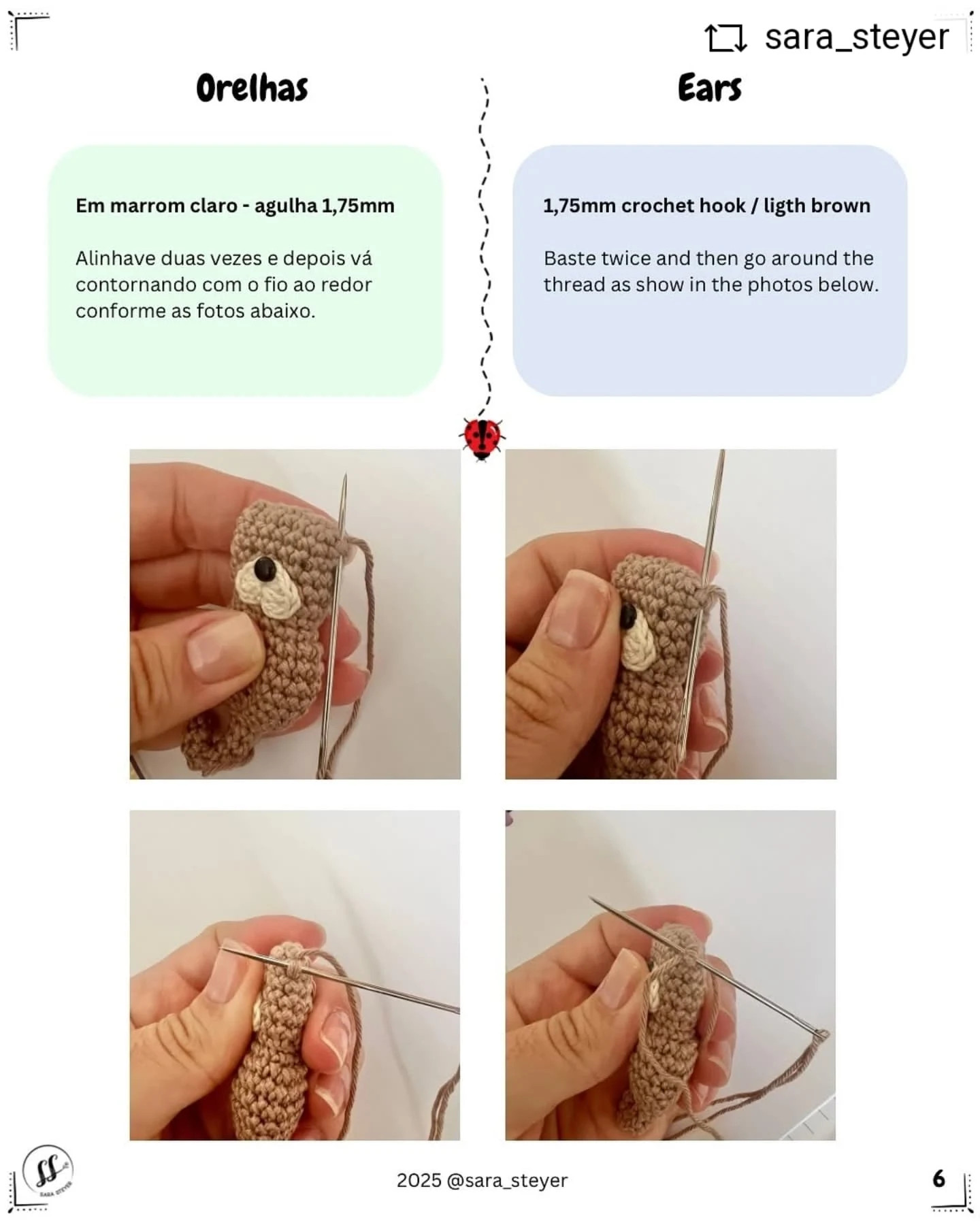 Bebê lontra amigurumi: gráfico de crochê gratuito