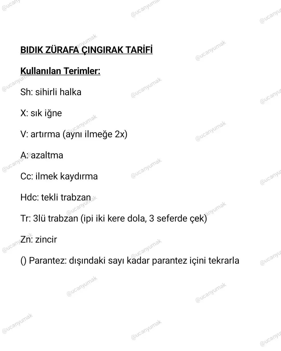 BİDİK ZÜRAFA ÇİNGIRAK TARİFİ