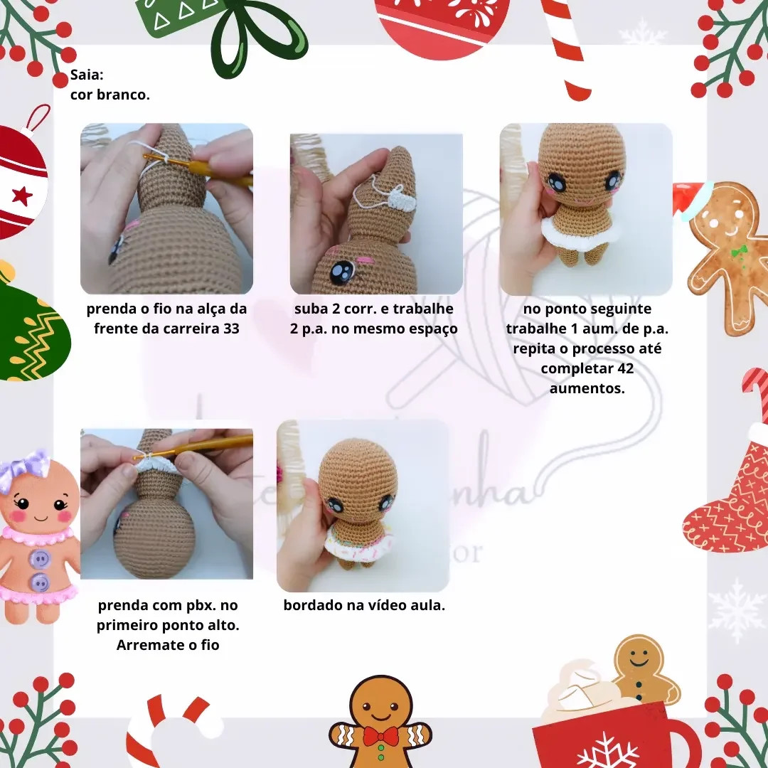 Biscoito de gengibre amigurumi: Gráfico de crochê grátis.