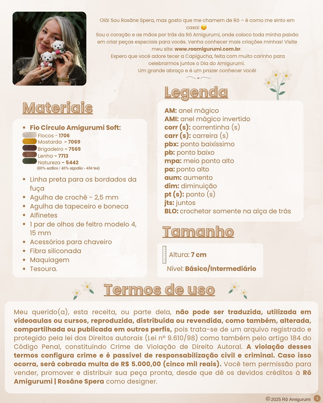 Capivara Amigurumi: Gráfico de Crochê Grátis