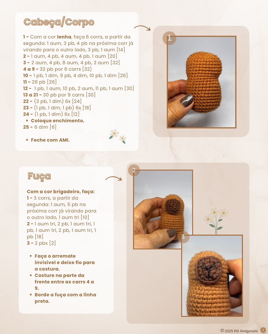 Capivara Amigurumi: Gráfico de Crochê Grátis