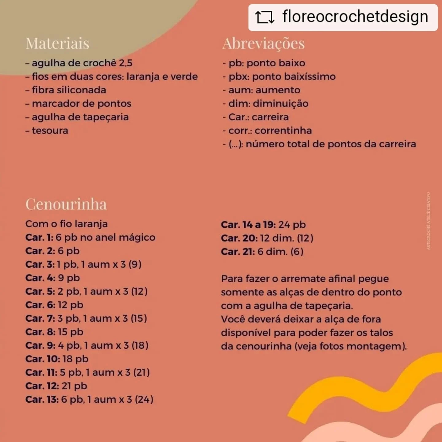 Cenourinha de crochê: Gráfico gratuito para download