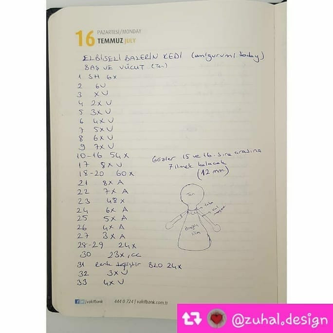 Çeviri Tığ işi Kedi Şeması