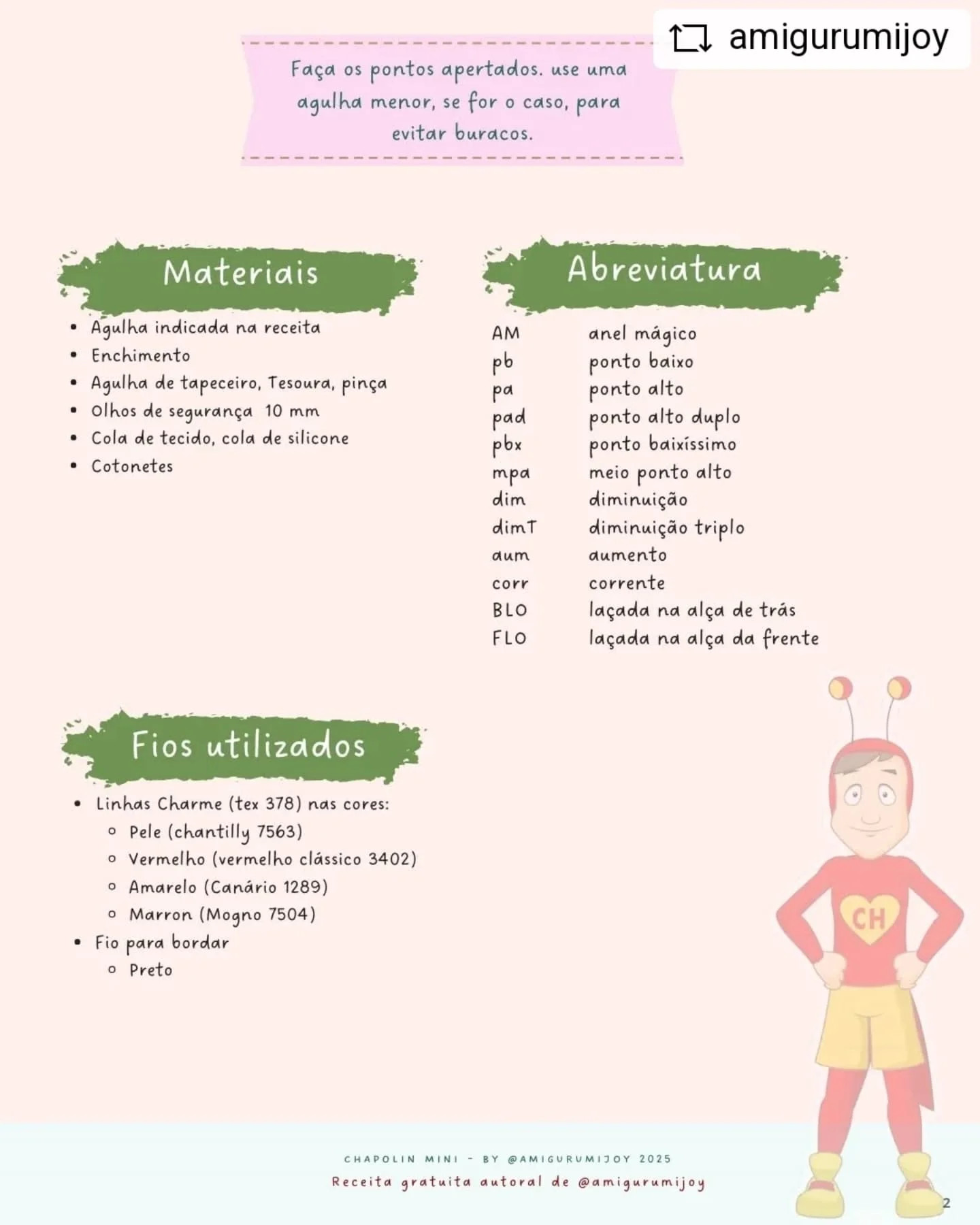 Chaveiro Chapolin Mini: Gráfico de Amigurumi Grátis