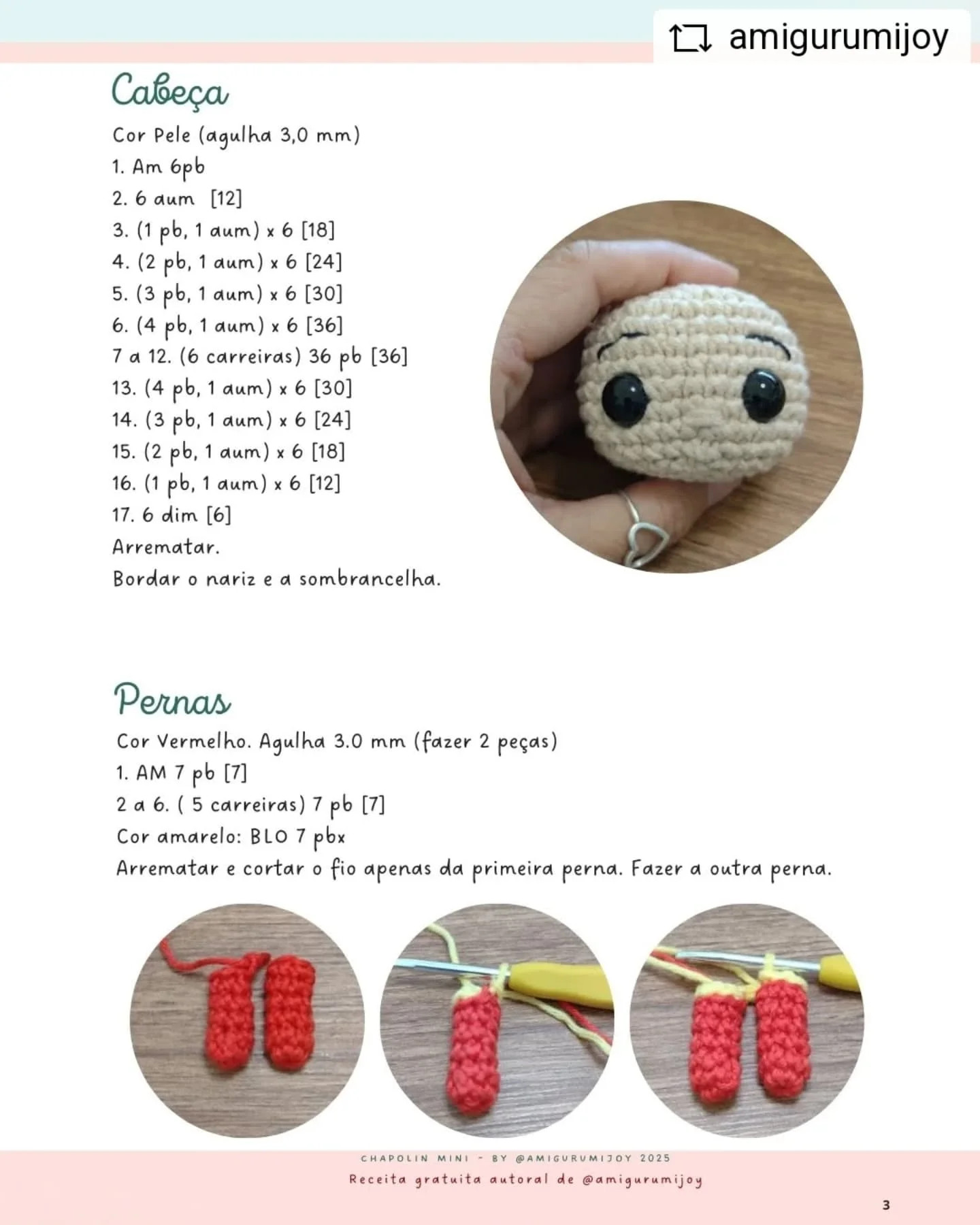 Chaveiro Chapolin Mini: Gráfico de Amigurumi Grátis