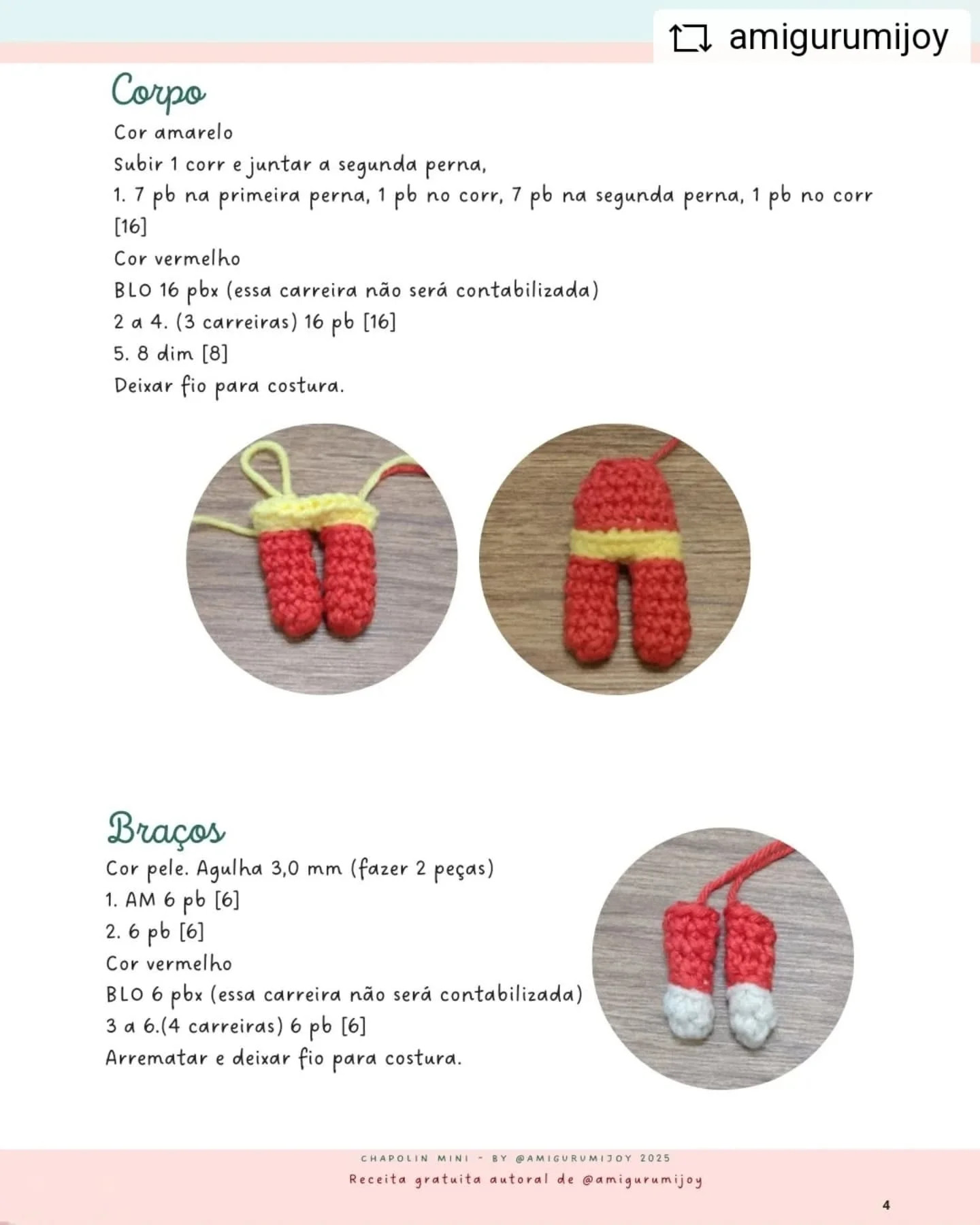 Chaveiro Chapolin Mini: Gráfico de Amigurumi Grátis