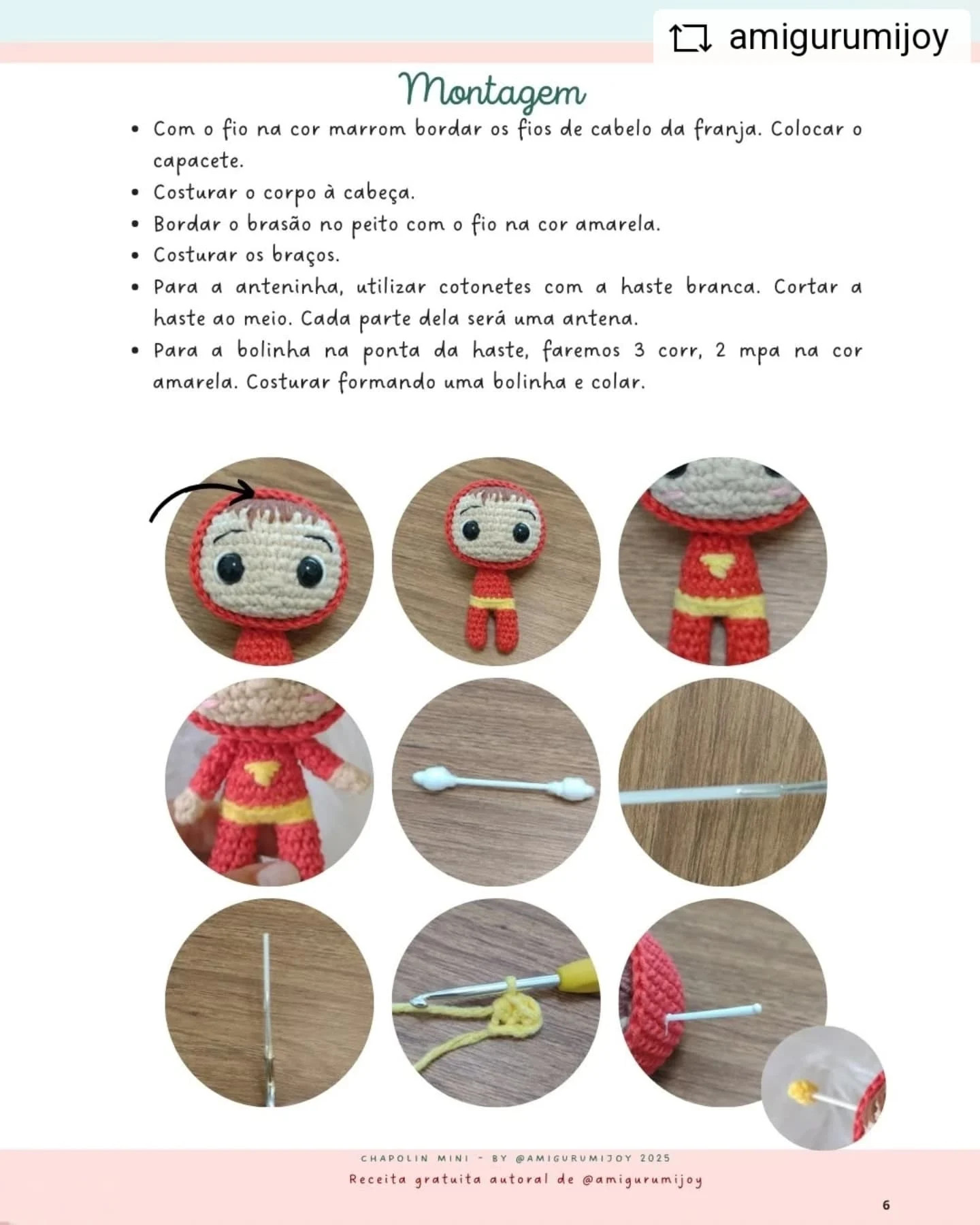 Chaveiro Chapolin Mini: Gráfico de Amigurumi Grátis