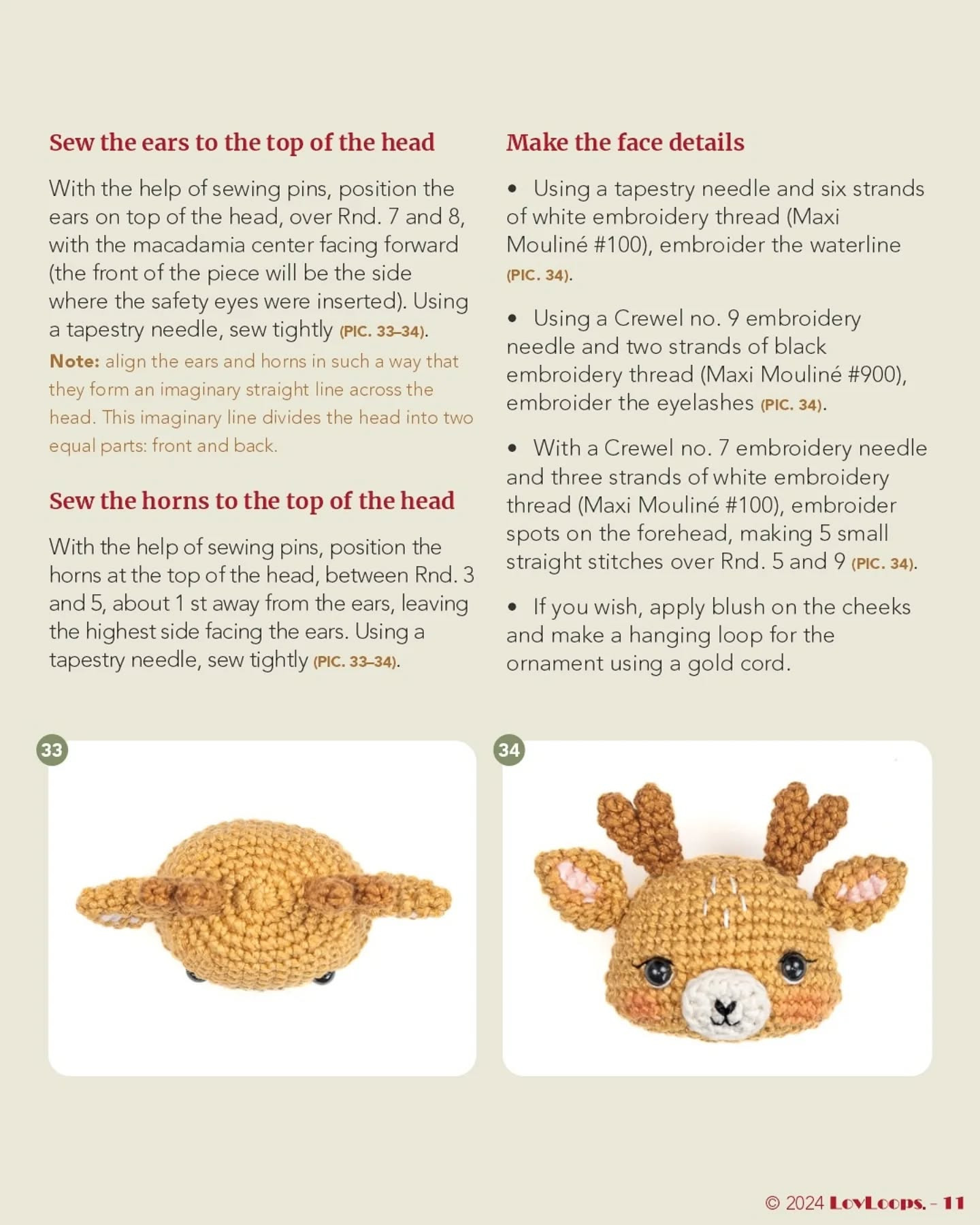 Christmas Crochet Charm Patterns deer