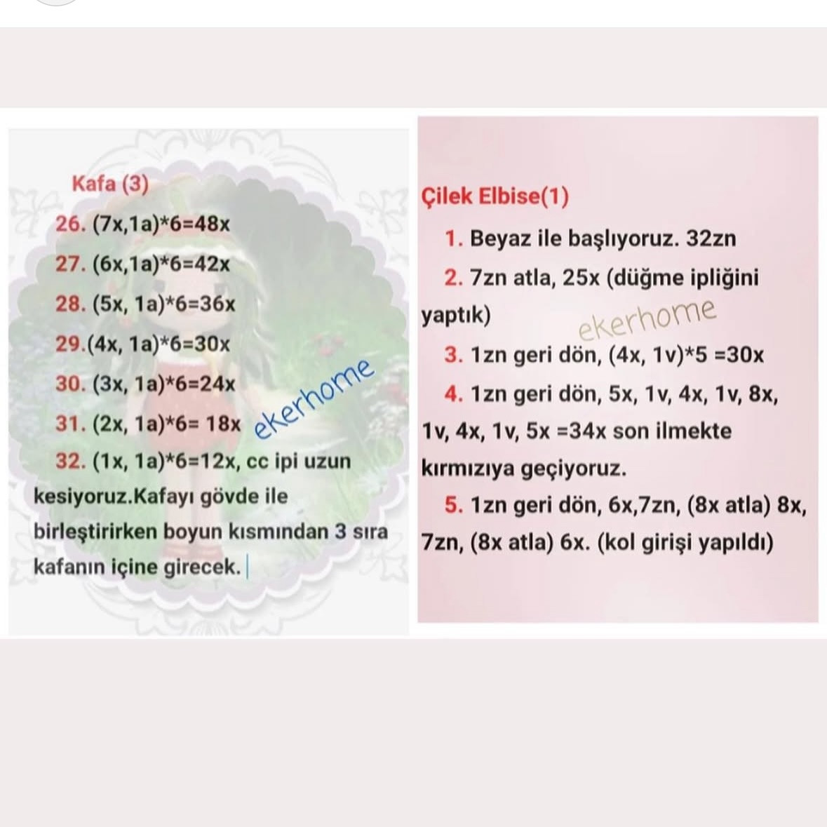 Çilek Kız Amigurumi Tarifi