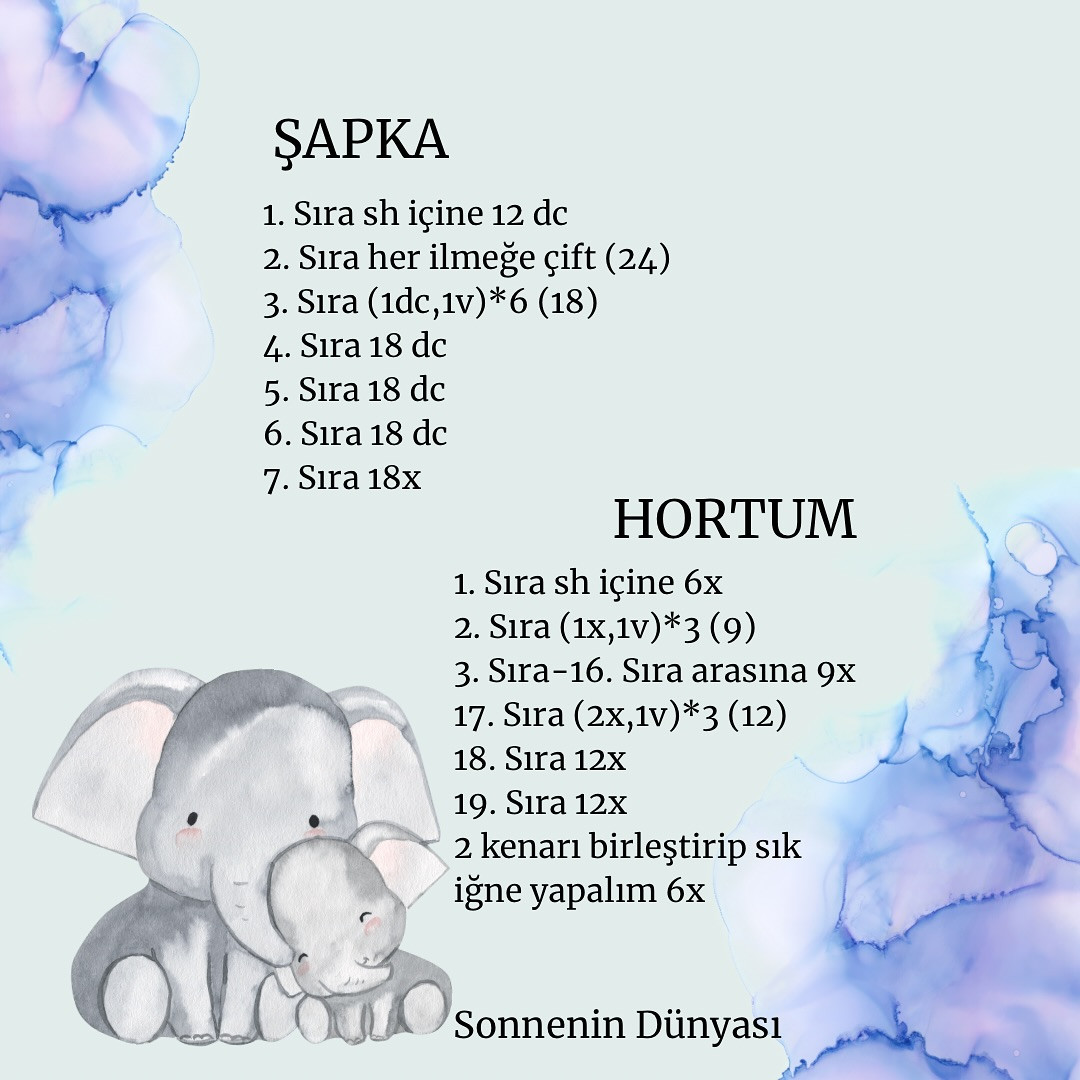 Çıngırak Fil Amigurumi Şeması: Ücretsiz