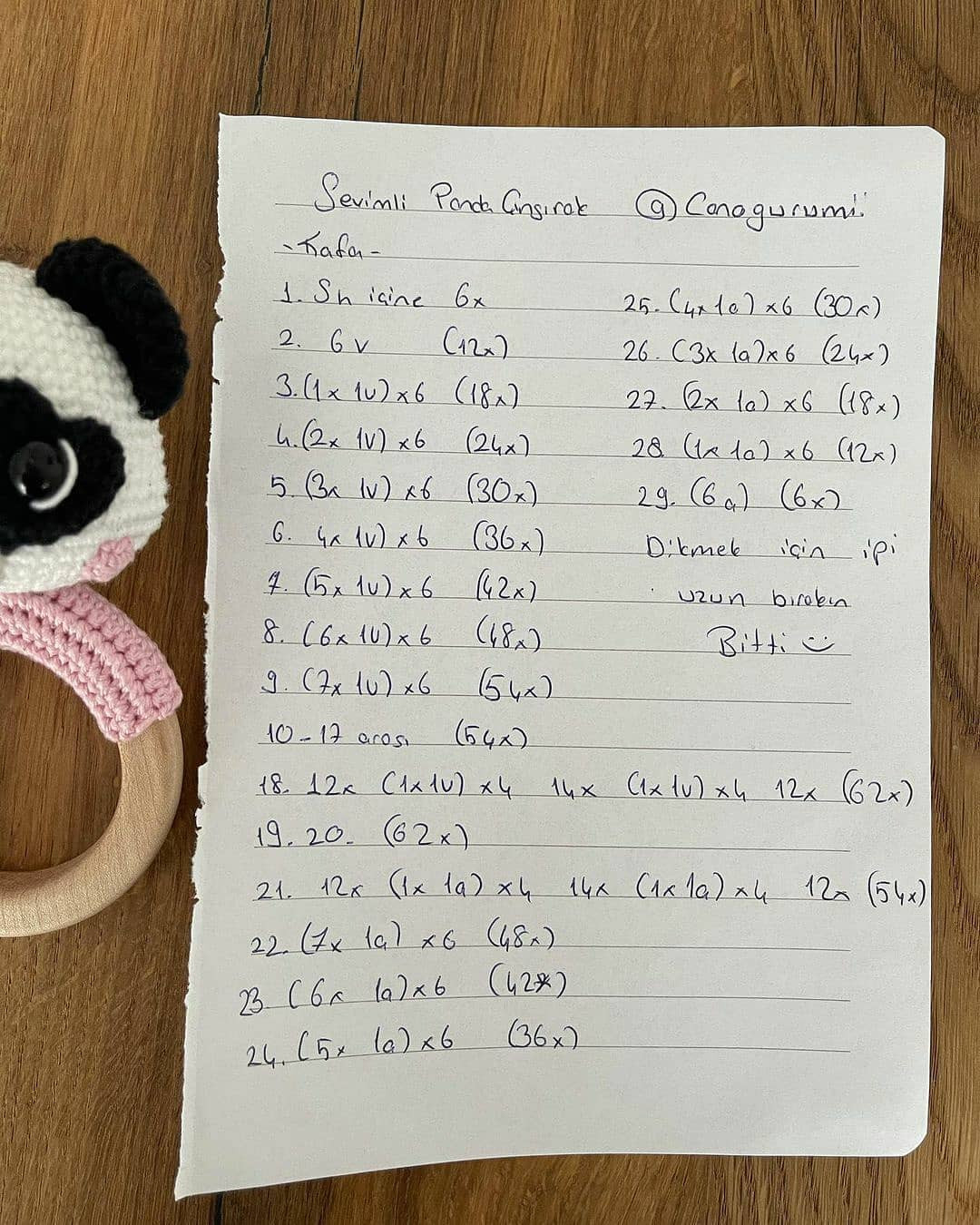 Çıngıraklı Panda Amigurumi Tarifi