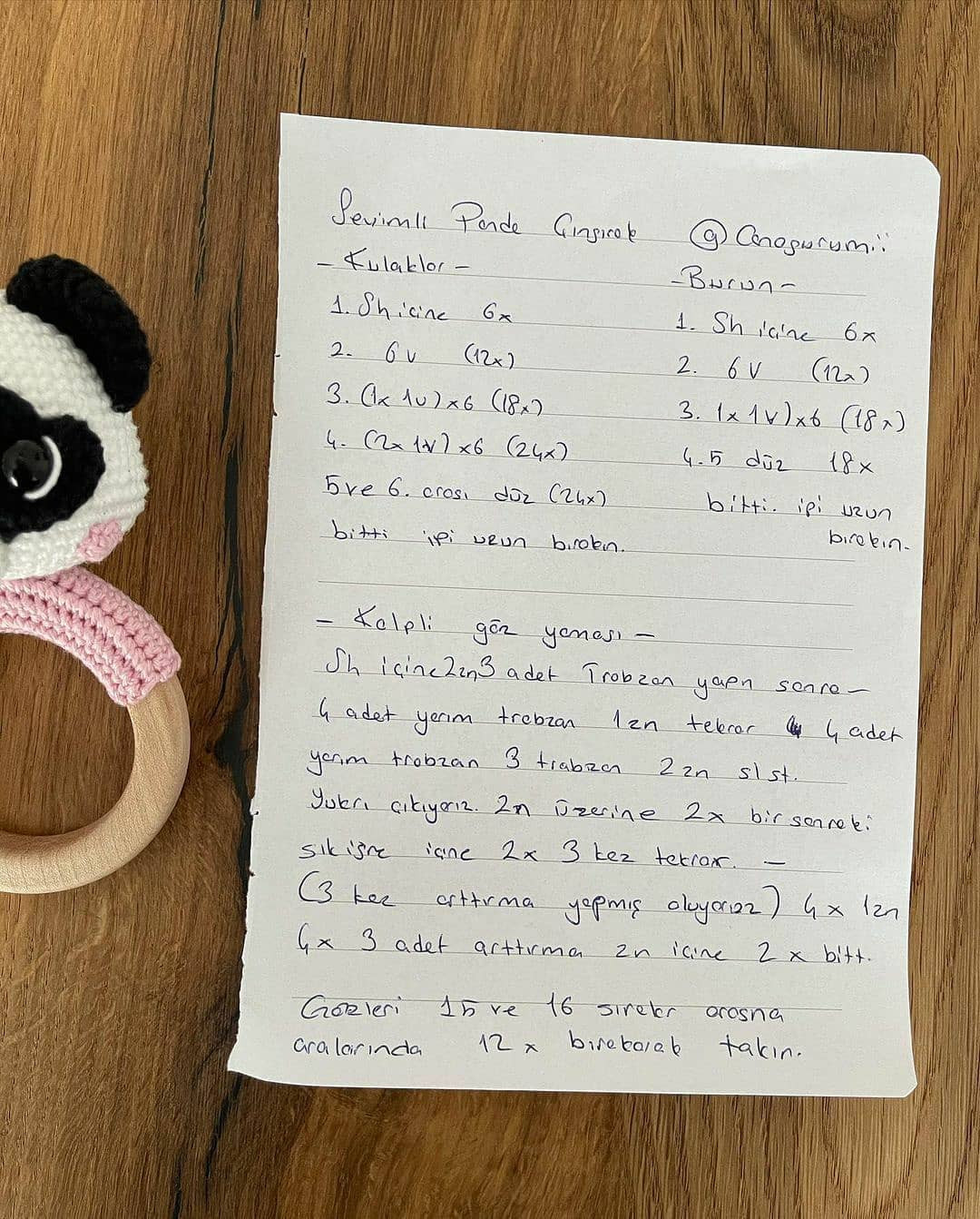 Çıngıraklı Panda Amigurumi Tarifi