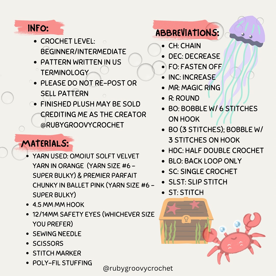 Clawdia the Crab: Crochet Pattern Chart