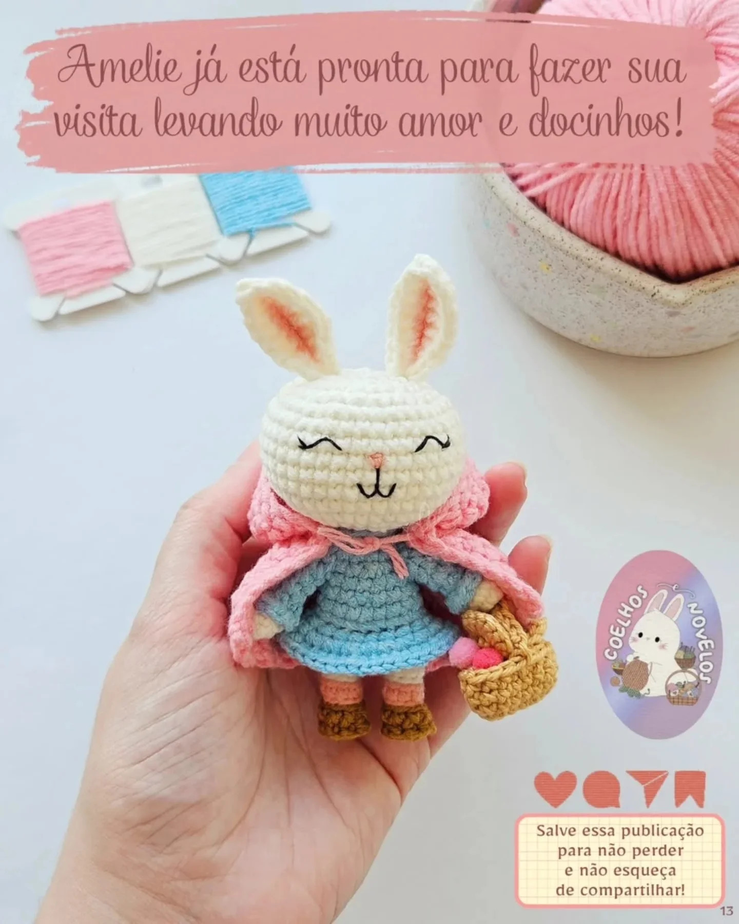 Coelhinha Amélie: Gráfico de crochê gratuito