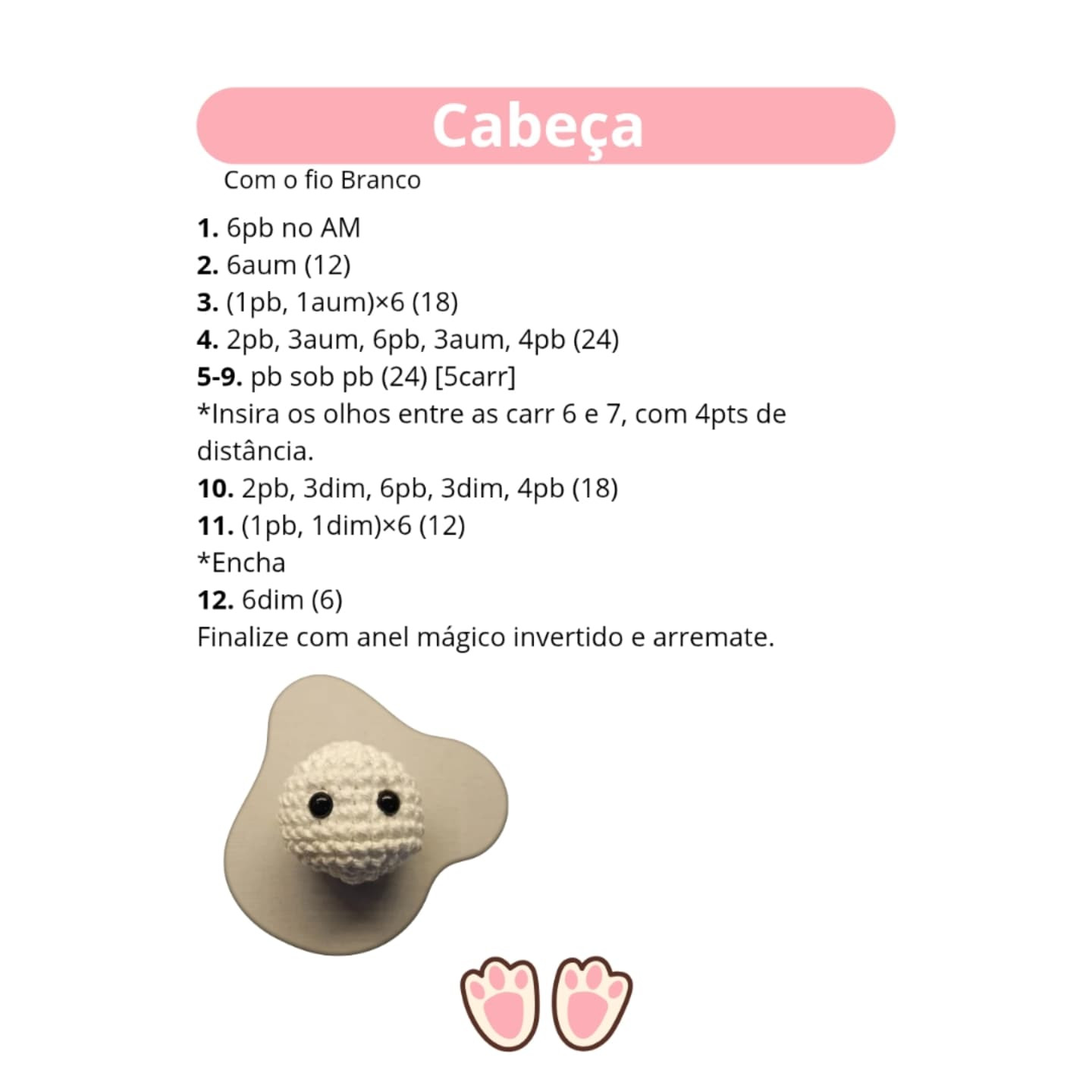 Coelhinha Amigurumi: Gráfico de Crochê Grátis