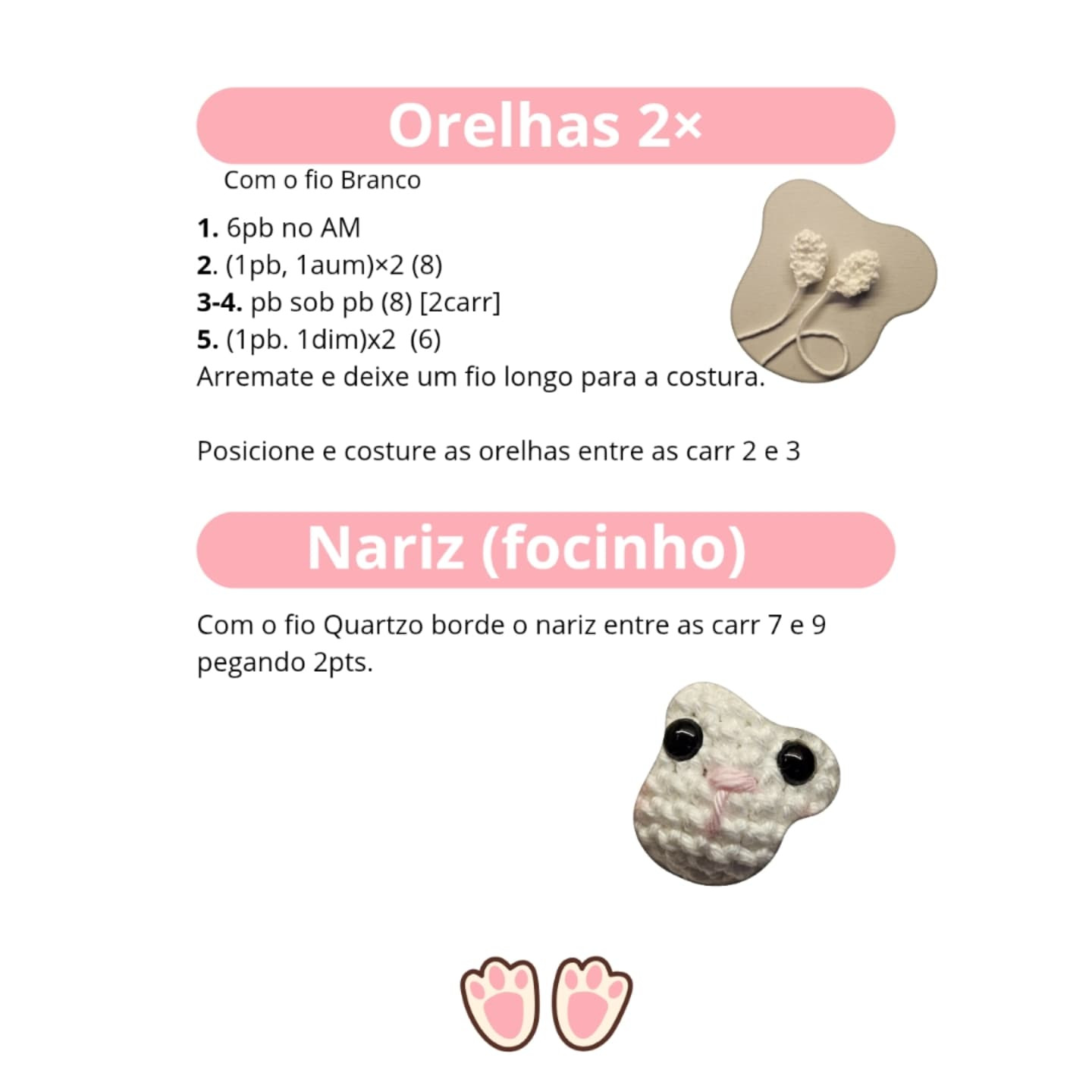 Coelhinha Amigurumi: Gráfico de Crochê Grátis