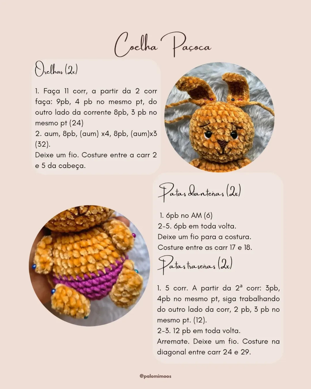 Coelhinha de Páscoa em crochê: Gráfico gratuito!