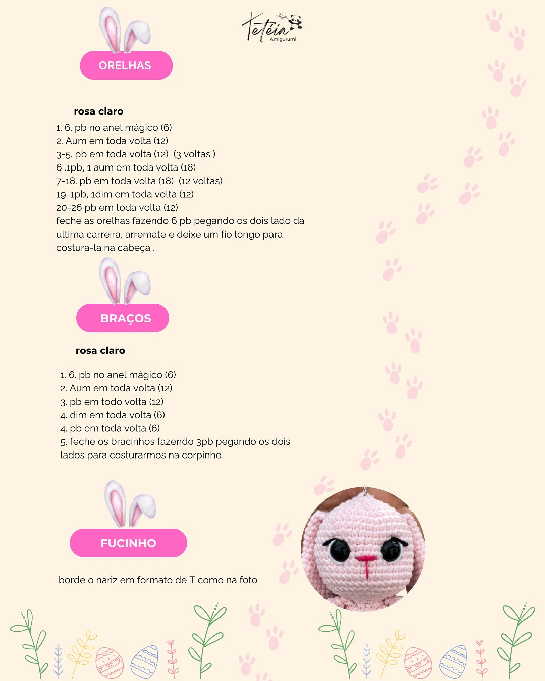 Coelhinha Zuli: Gráfico de Amigurumi Passo a Passo