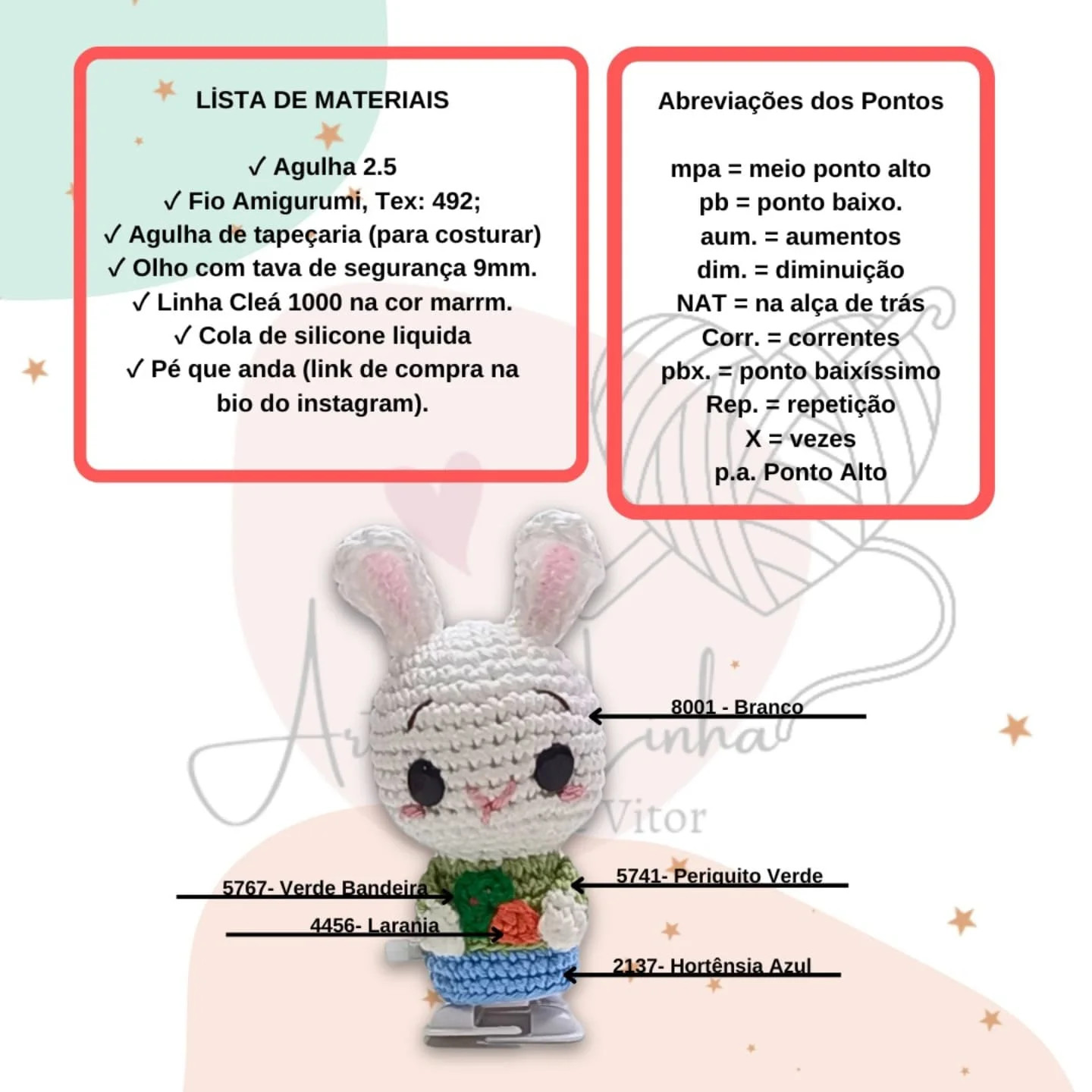 Coelhinho que anda: gráfico de crochê grátis