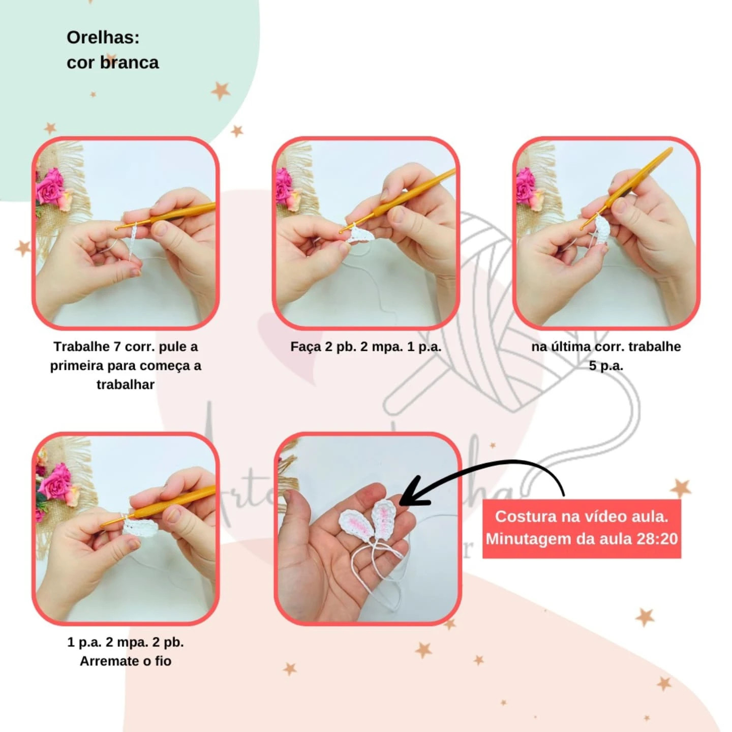 Coelhinho que anda: gráfico de crochê grátis