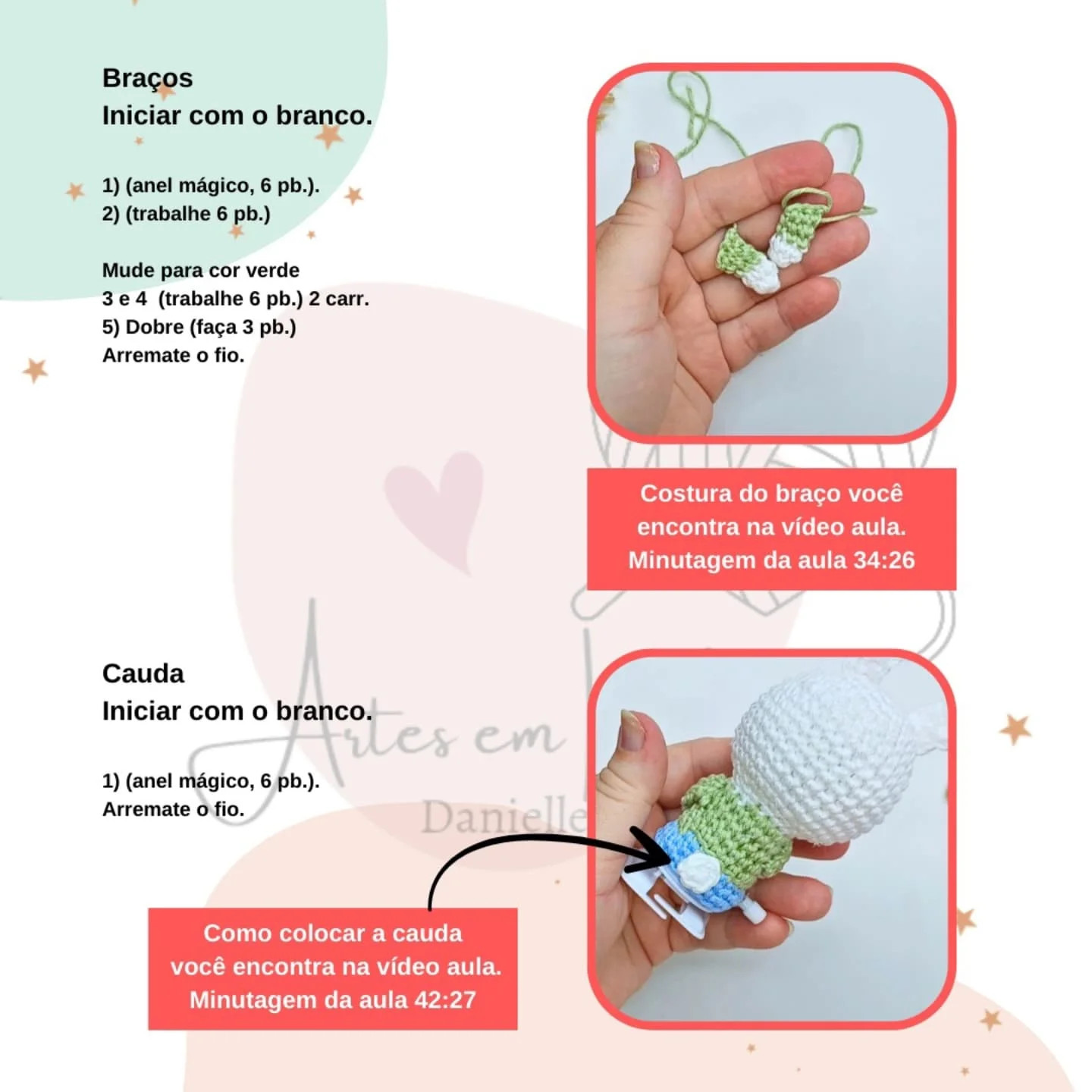 Coelhinho que anda: gráfico de crochê grátis