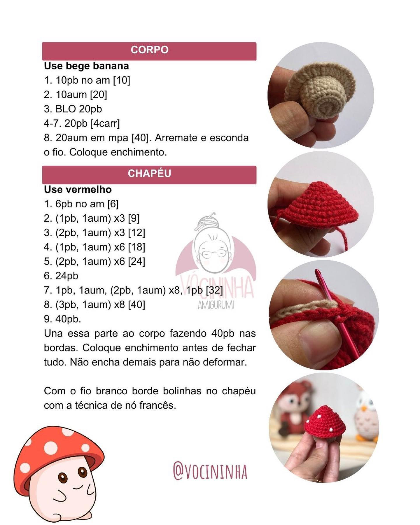 Cogumelo Amanita: Grátis Padrão de Crochê
