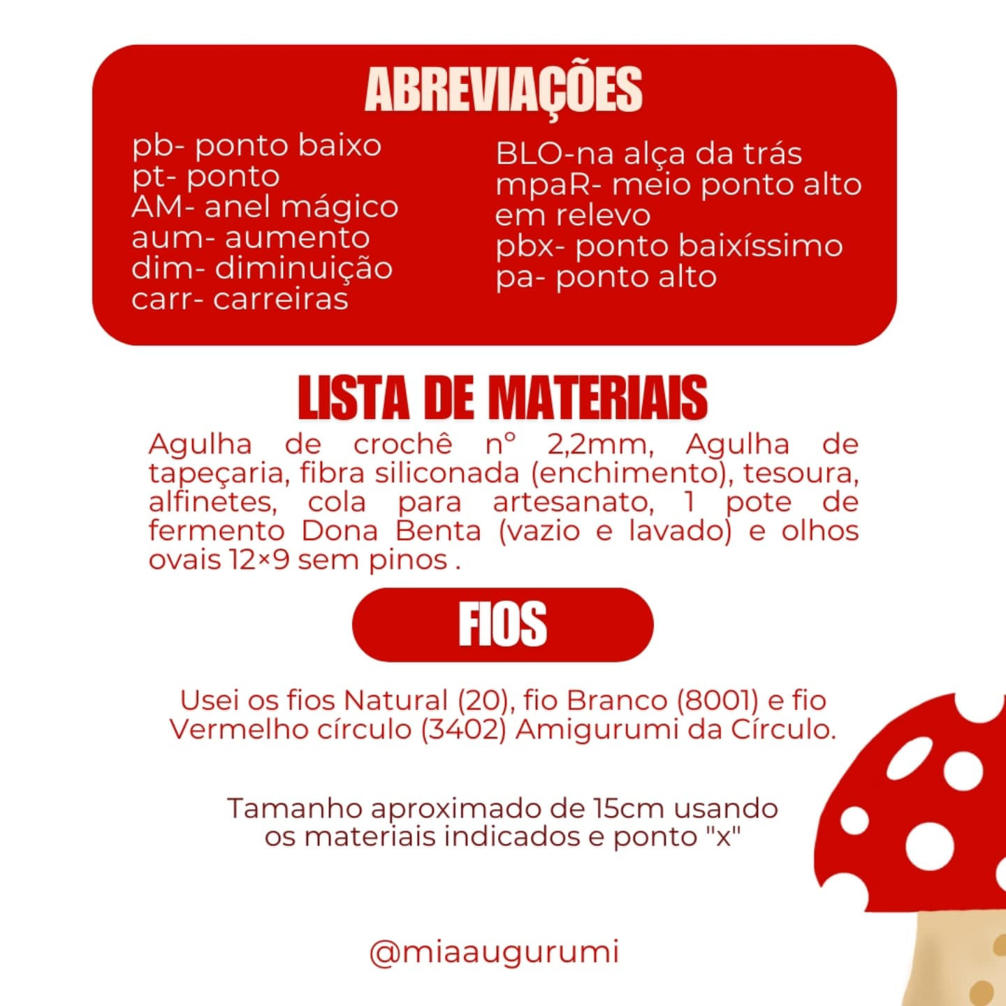 Cogumelo Amigurumi: Gráfico de crochê gratuito