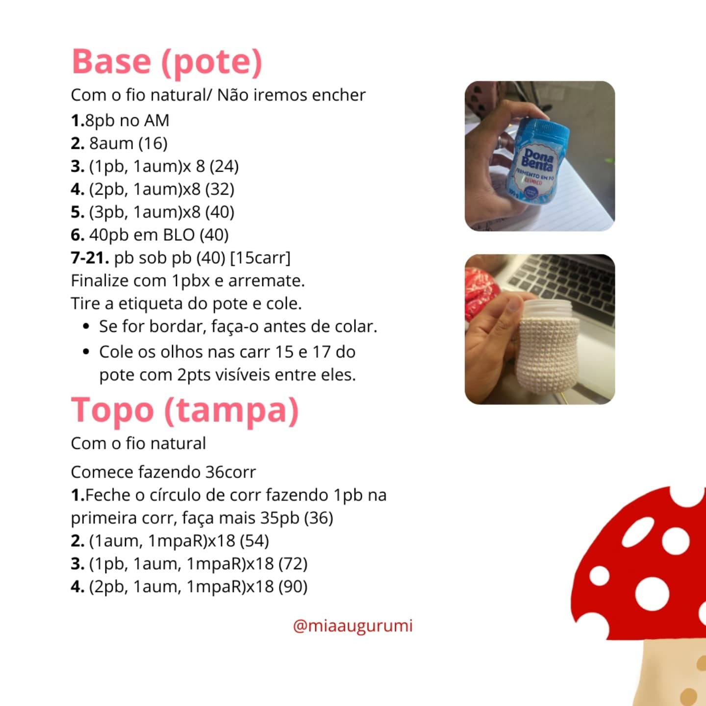 Cogumelo Amigurumi: Gráfico de crochê gratuito