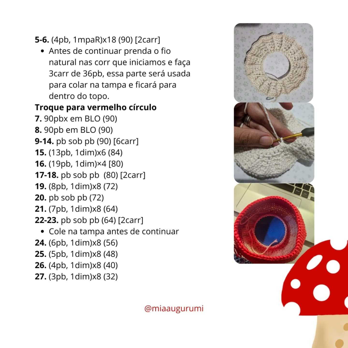 Cogumelo Amigurumi: Gráfico de crochê gratuito