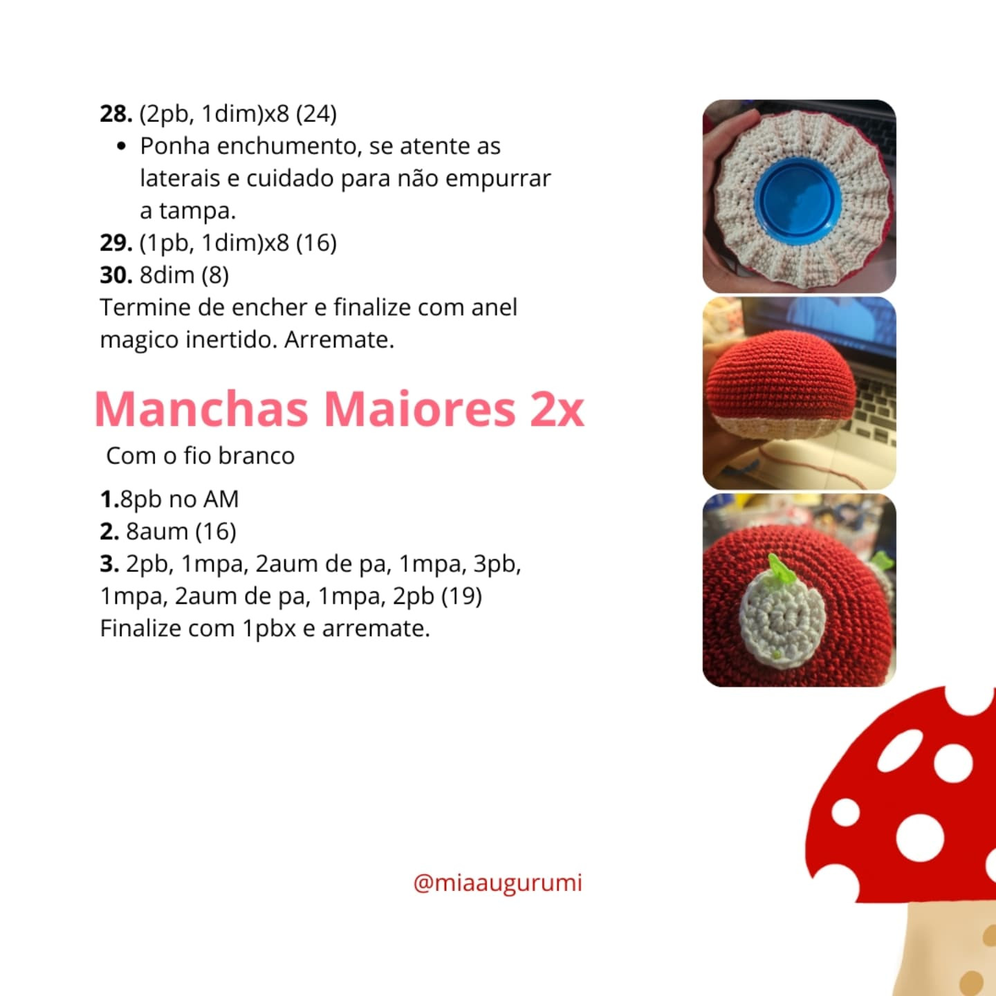 Cogumelo Amigurumi: Gráfico de crochê gratuito