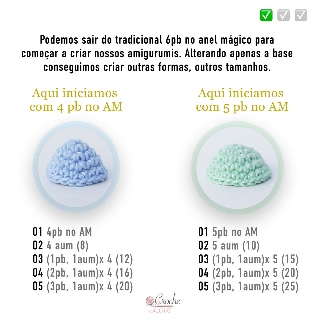 Como alterar a base do seu amigurumi para criar outros formatos