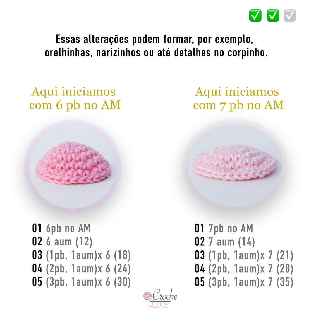 Como alterar a base do seu amigurumi para criar outros formatos