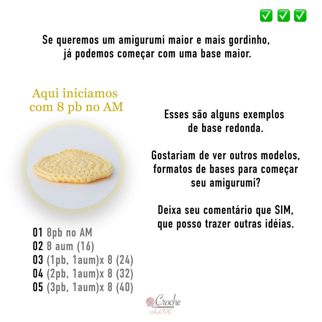Como alterar a base do seu amigurumi para criar outros formatos
