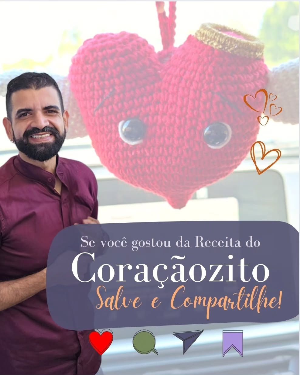 Coraçãozinho de crochê: Gráfico gratuito para amigurumi