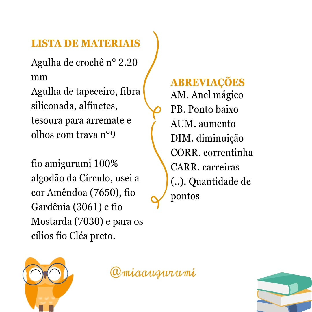 Corujinha Amigurumi: Gráfico de Receita Grátis