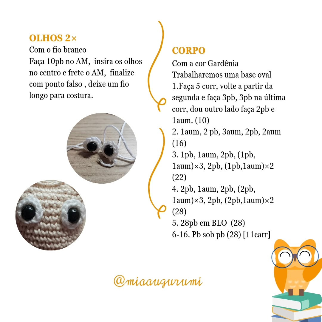 Corujinha Amigurumi: Gráfico de Receita Grátis