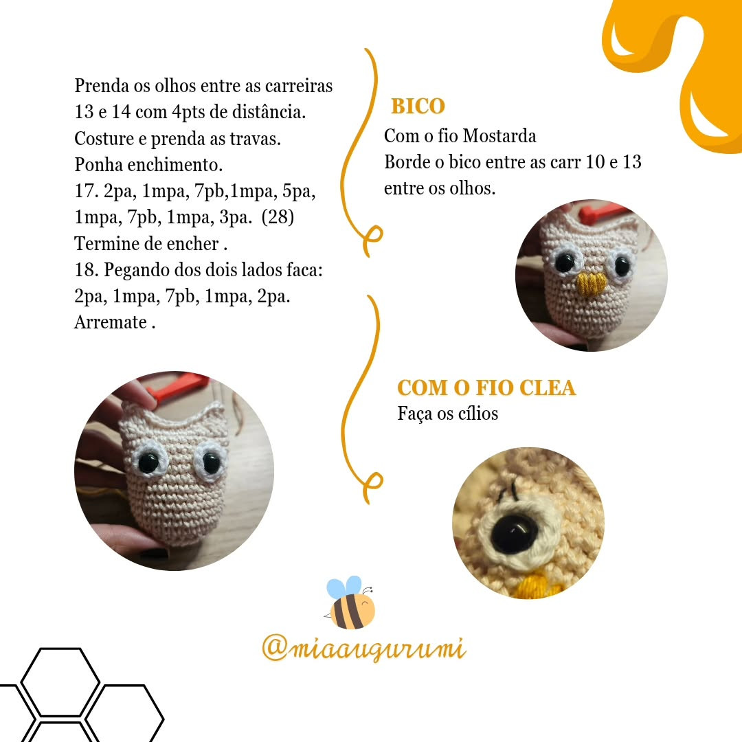Corujinha Amigurumi: Gráfico de Receita Grátis