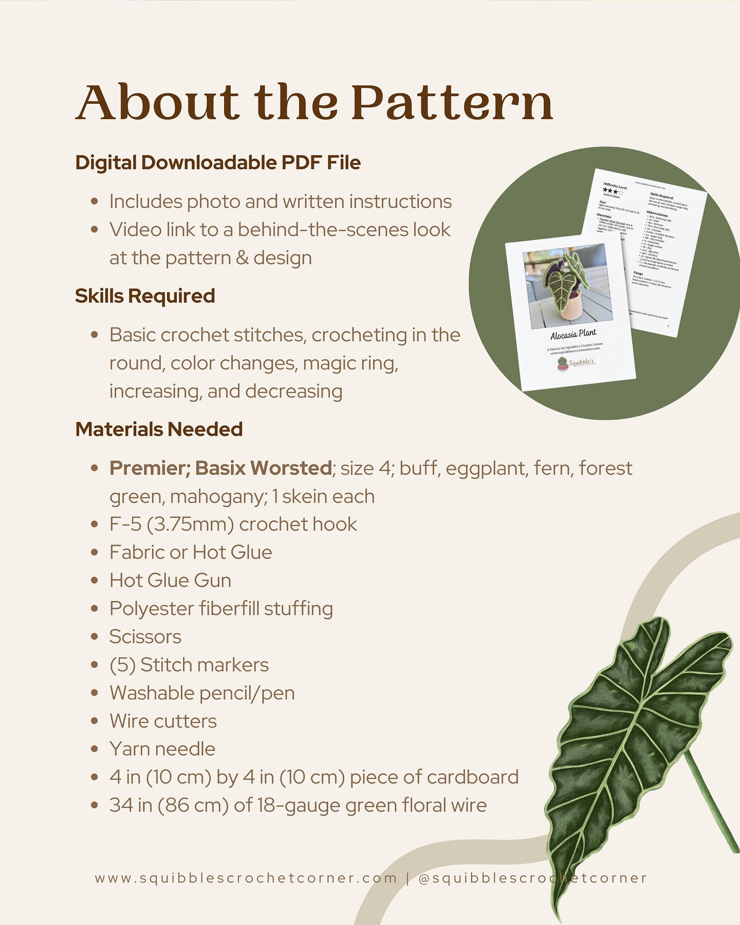 Crochet Alocasia Plant Pattern