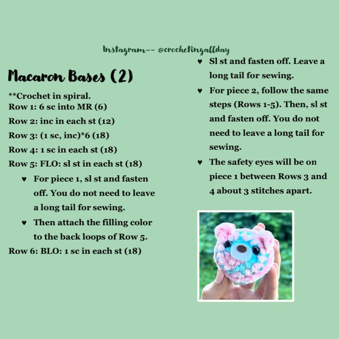 Crochet Bear Macaron Amigurumi Pattern