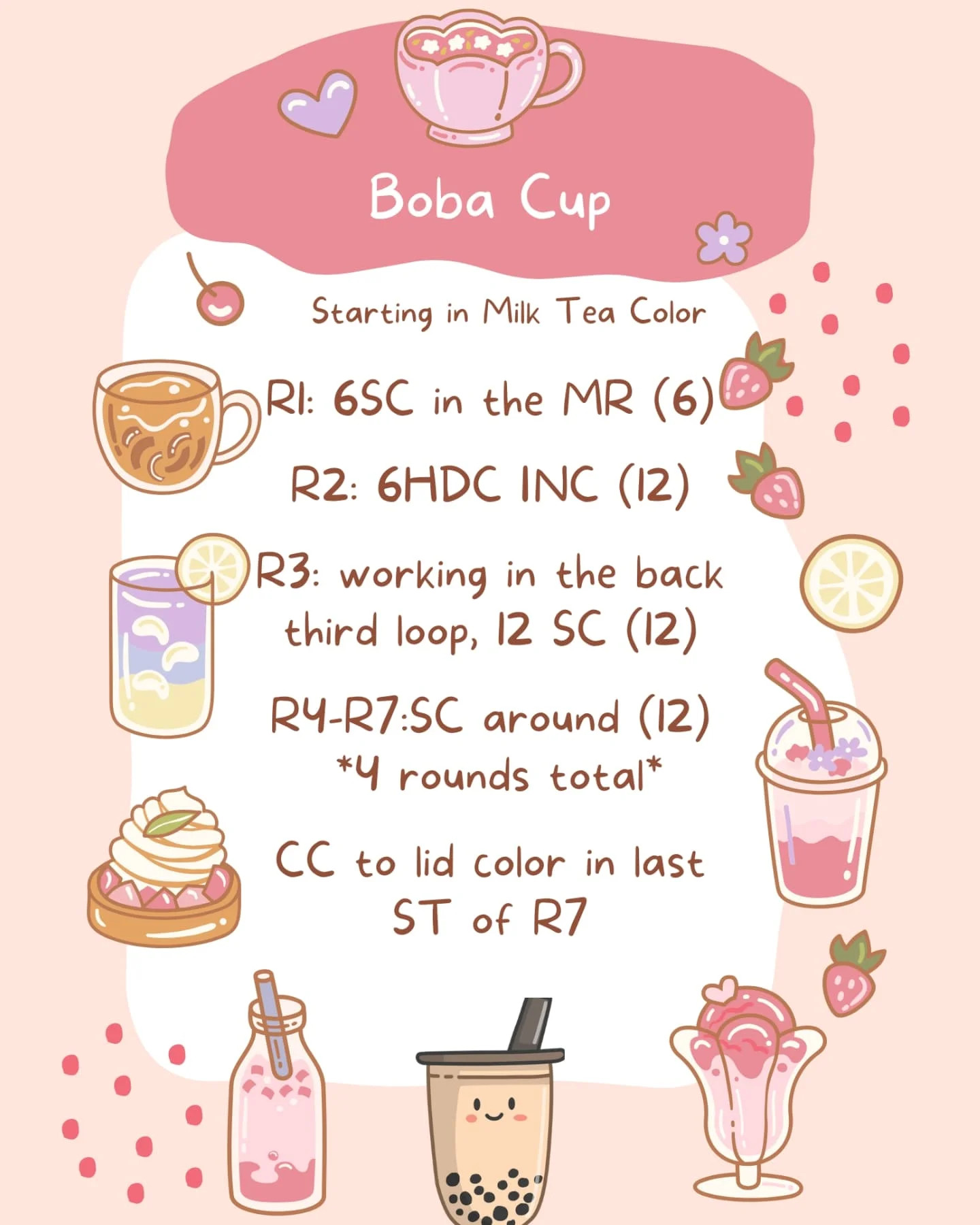 Crochet Boba Tea Charm Pattern