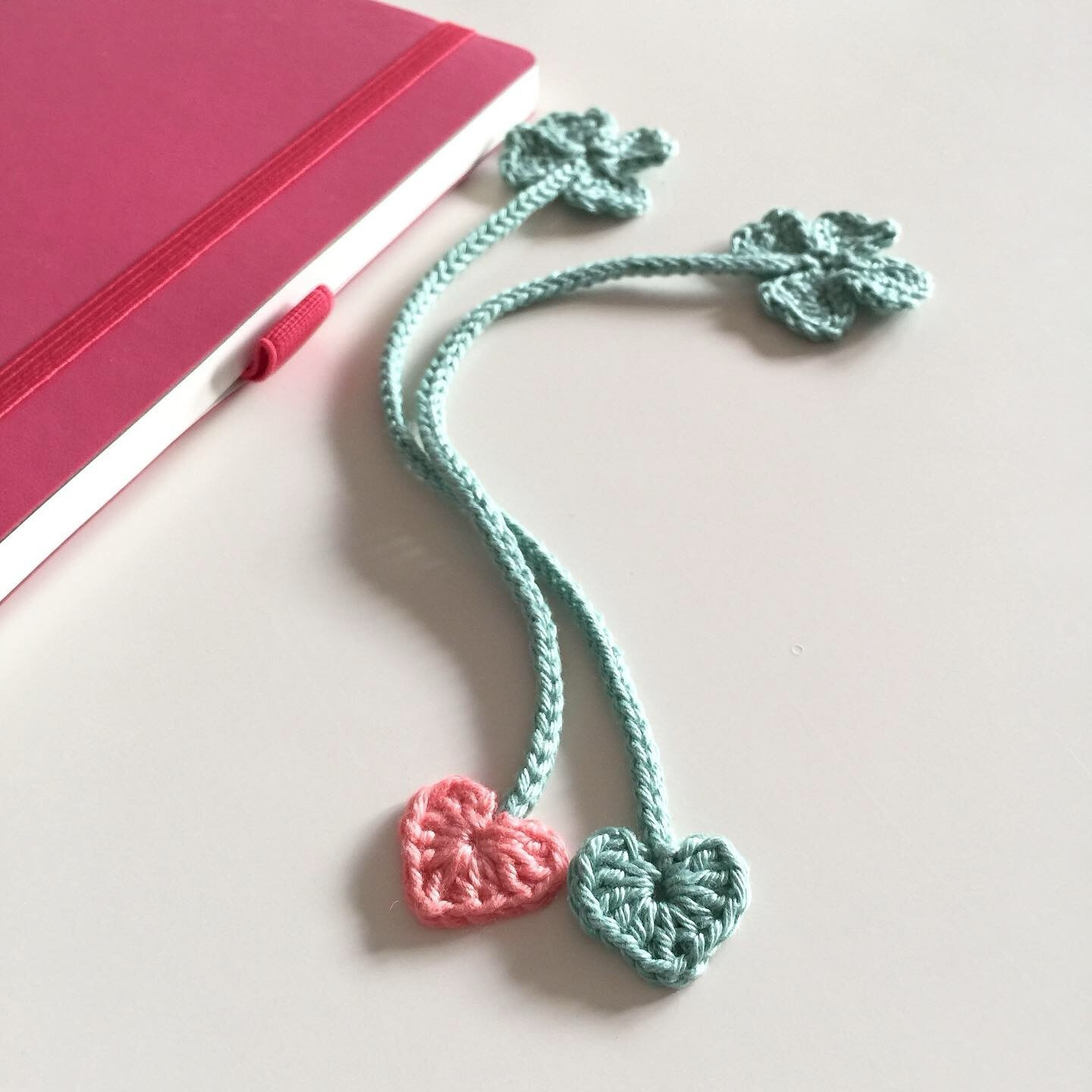 Crochet Bookmark Pattern: Clover & Heart Design