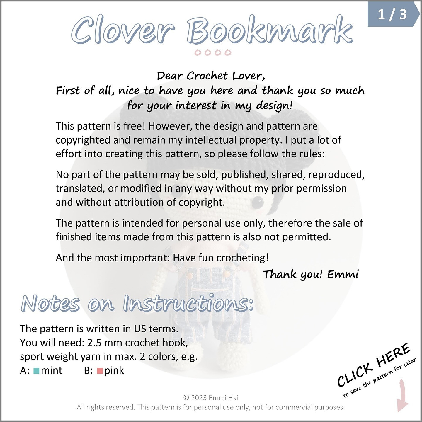 Crochet Bookmark Pattern: Clover & Heart Design