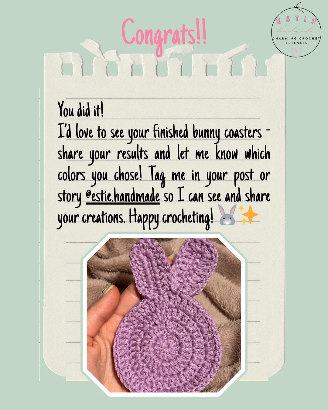 Crochet Bunny Coaster Pattern