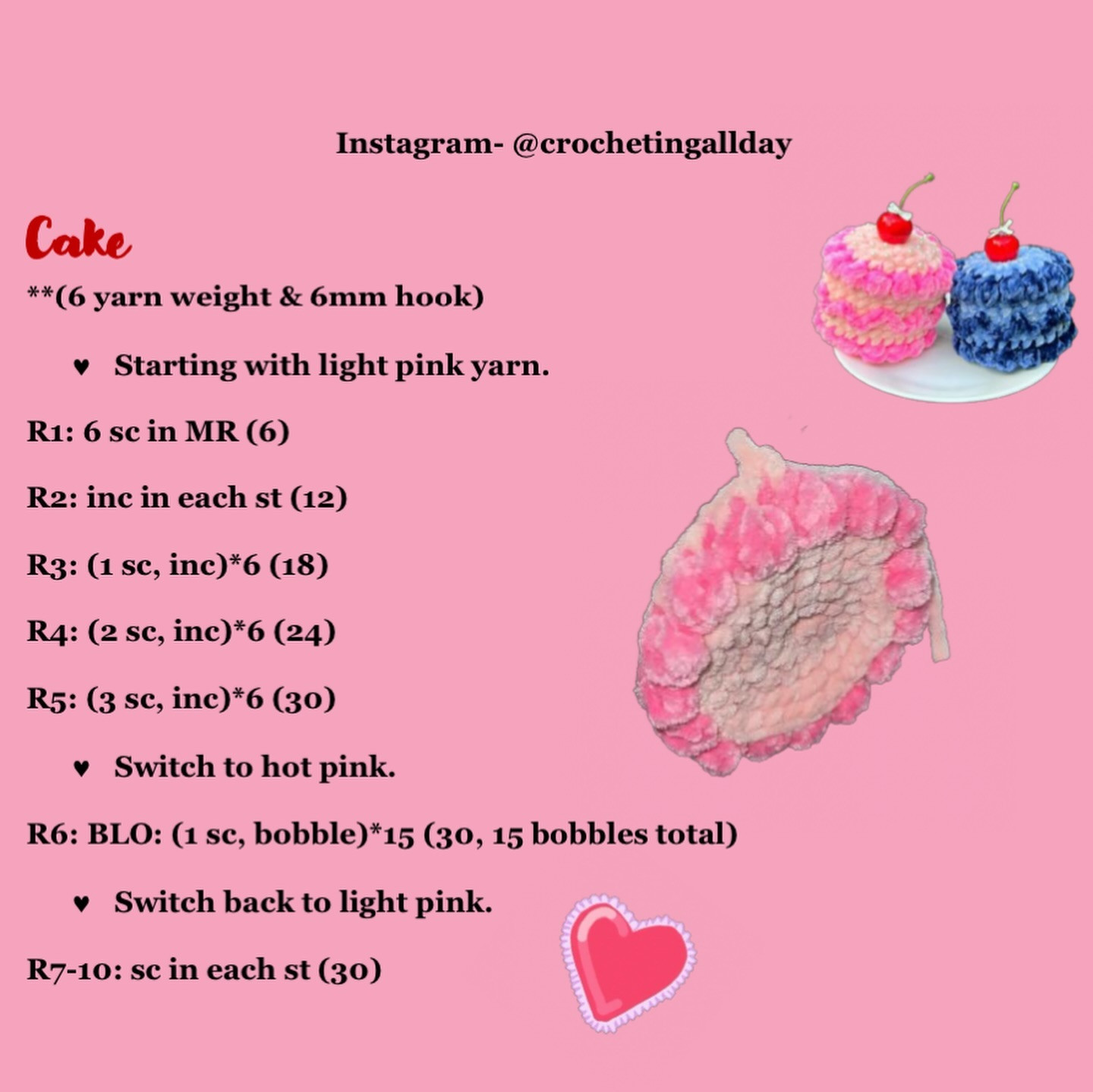 Crochet Cake Pincushion Pattern