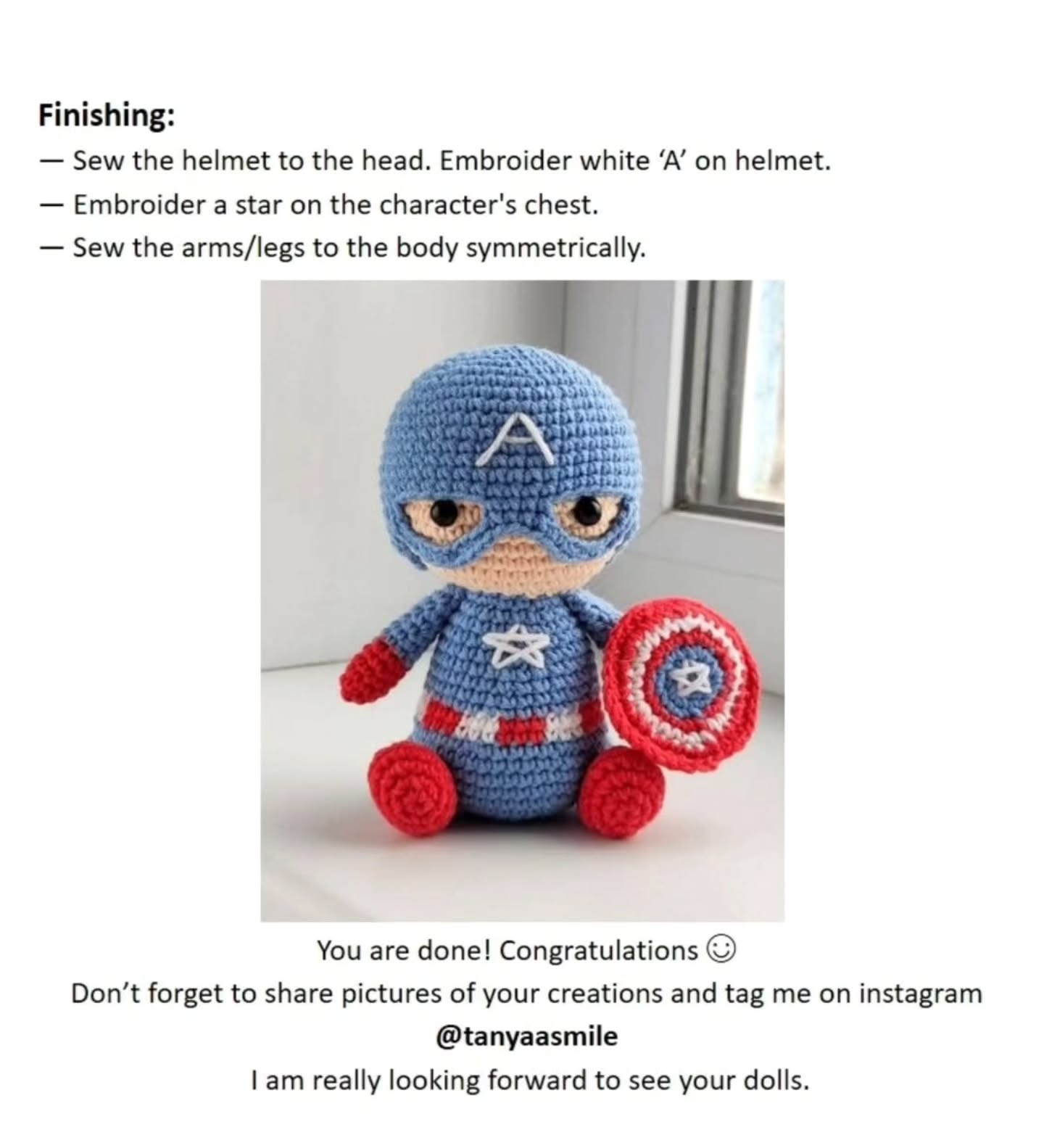 Crochet Captain America Amigurumi Pattern