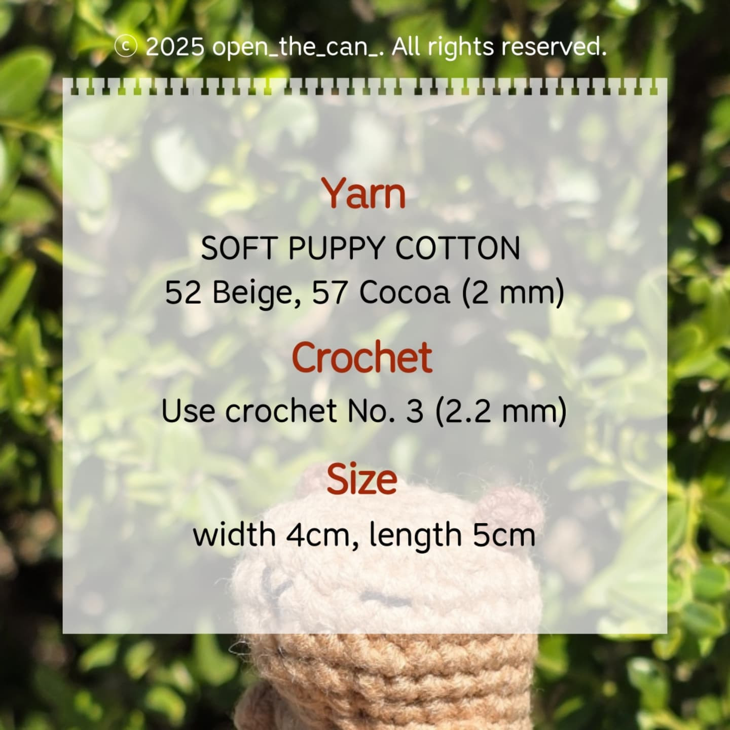 Crochet Capybara Babybara Pattern