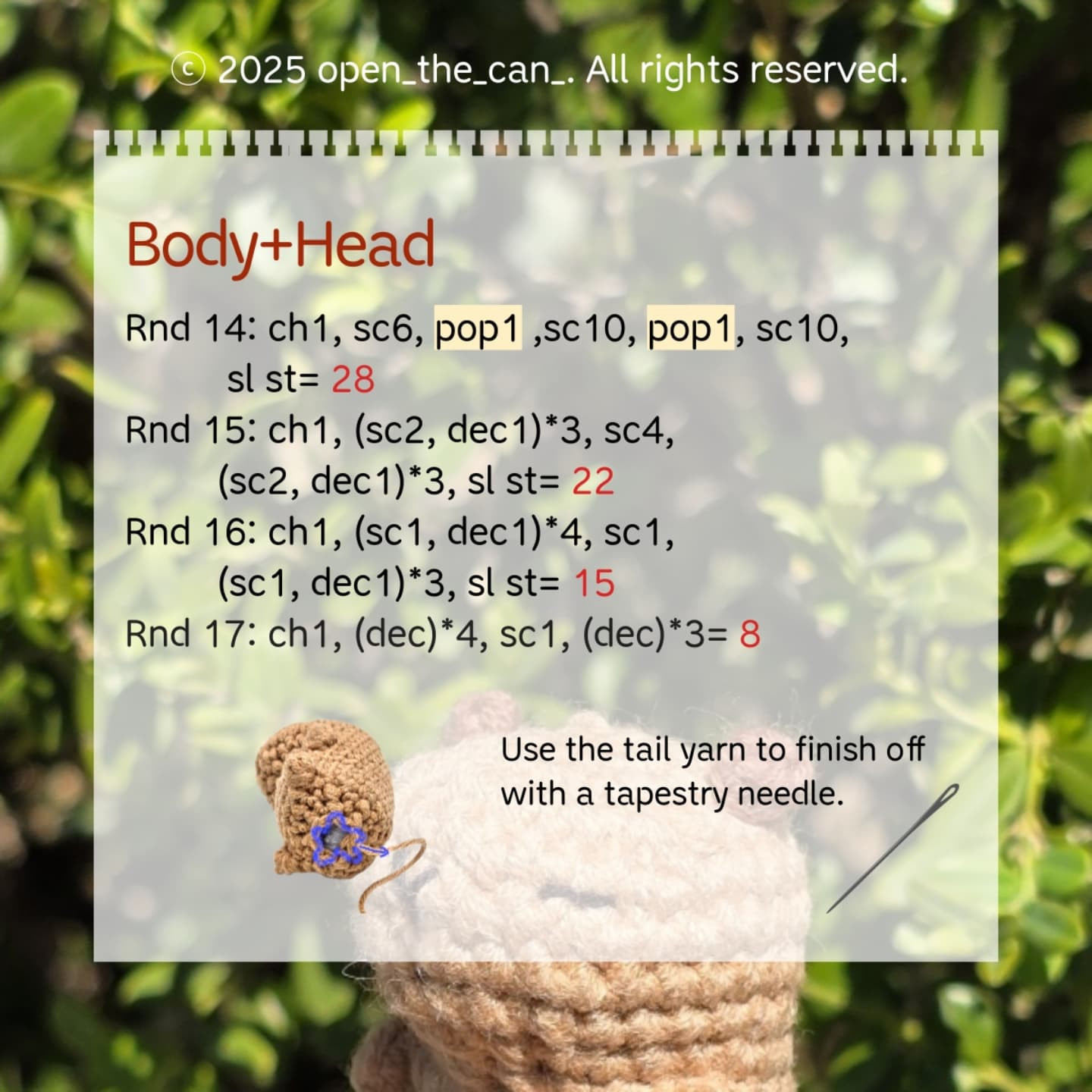 Crochet Capybara Babybara Pattern