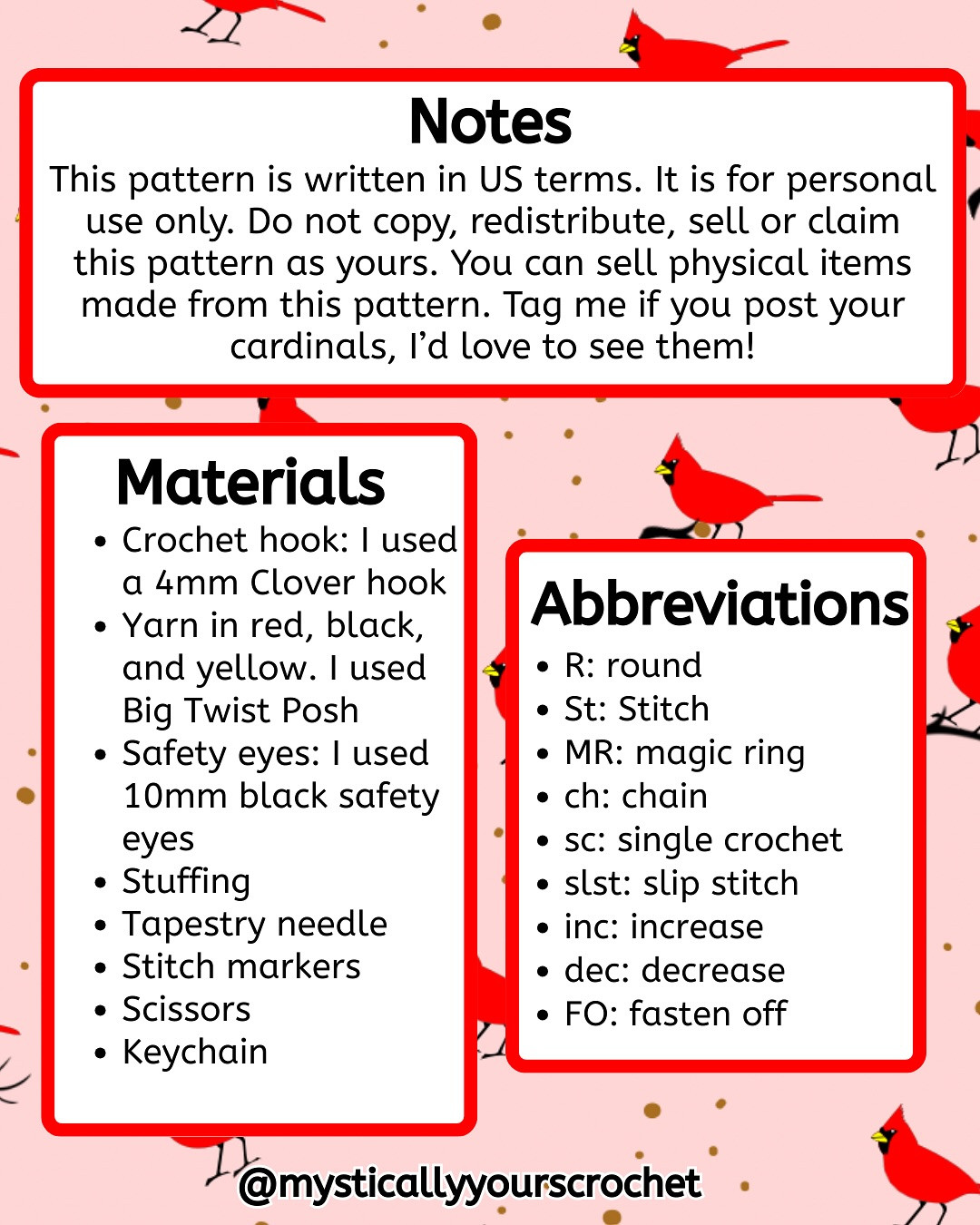 Crochet Cardinal Keychain Pattern