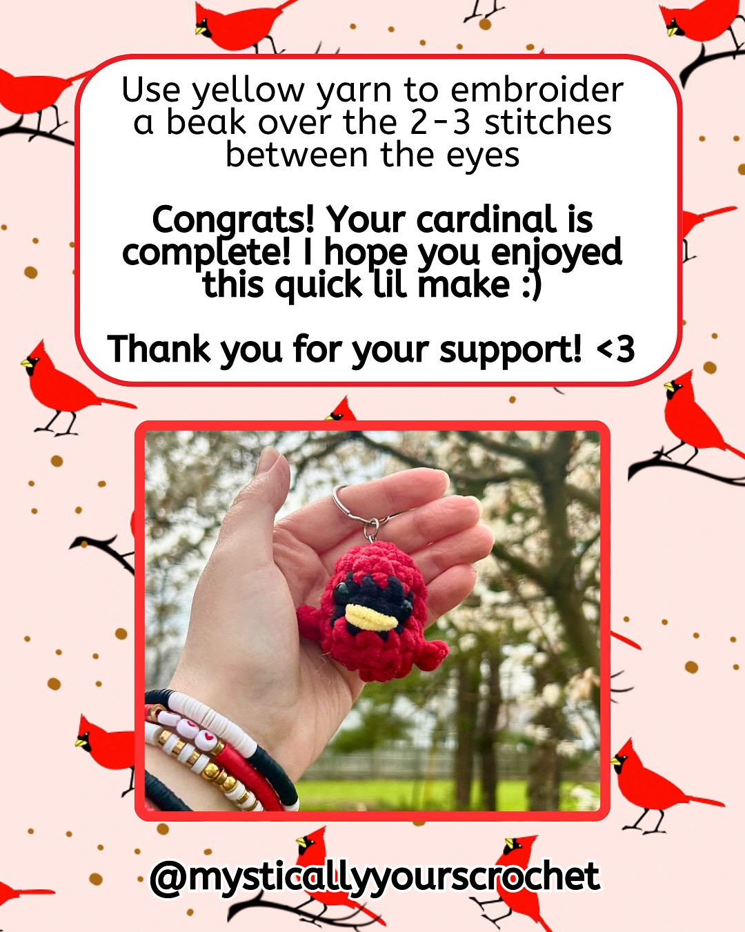 Crochet Cardinal Keychain Pattern